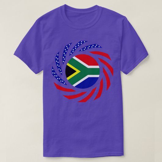 南アフリカ系アメリカ多国籍愛国国旗 Tシャツ (デザイン正面)