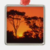南アフリカ。アフリカの夕日。 メタルオーナメント (正面)