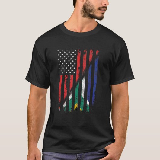 南アフリカ アメリカ国旗 レトロスタイル USA 南 Tシャツ (正面)