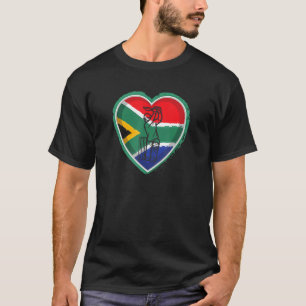 南アフリカ クリケット 南アフリカ国旗 ハート Tシャツ