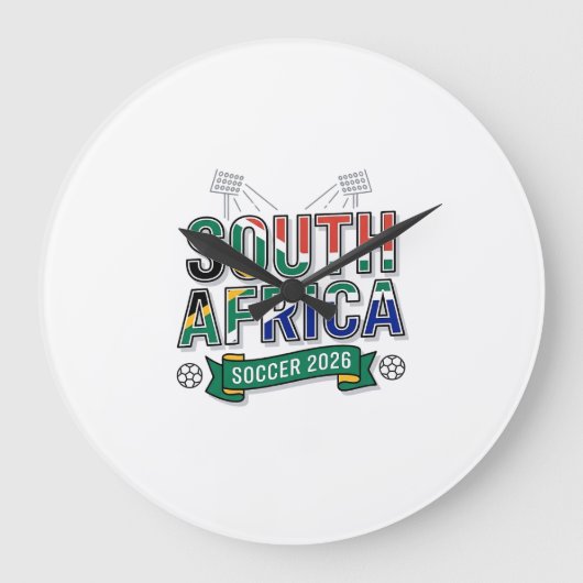 南アフリカ サッカー 2026 サッカー 太字 国名 タイポグラフィ ラージ壁時計 (正面)