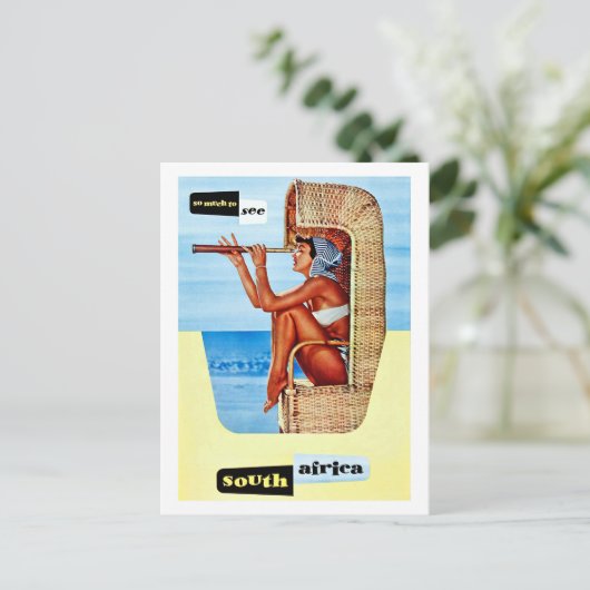 南アフリカ,ドービン付きの女性,ヴィンテージ,旅行 ポストカード (スタンド正面)