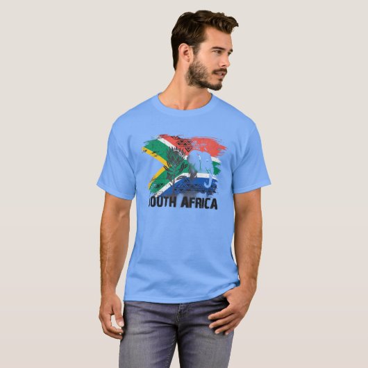 南アフリカ フラグ ゾウ プロテア ヴィンテージ Tシャツ (正面フル)