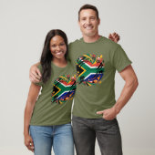 南アフリカ 国旗 ブラシ ストローク 野生動物 Tシャツ (ユニセックス)