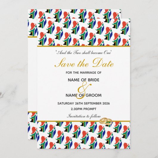 南アフリカ 特別なイベント ウェディング セレブレーション セーブザデート (正面/裏面)