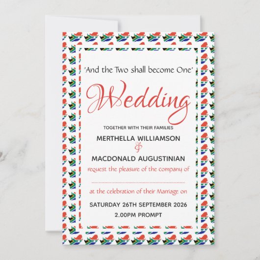 南アフリ結婚カ 招待状 (正面)