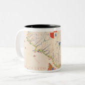 南アメリカおよびMagellanの海峡の地図 ツートーンマグカップ (正面左)