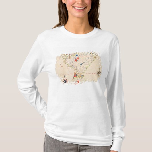 南アメリカおよびMagellanの海峡の地図 Tシャツ (正面)