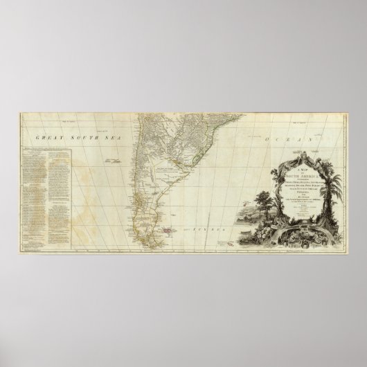 南アメリカの南部地図 ポスター (正面)