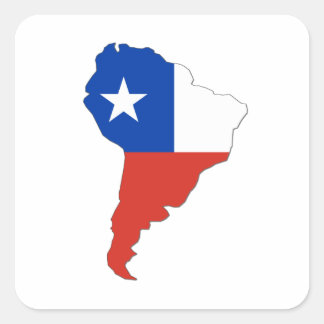 南アメリカの地図と旅行に出かけようチリ国旗 スクエアシール