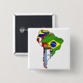 南アメリカの地図の南アフリカの旗 缶バッジ (正面&裏面)