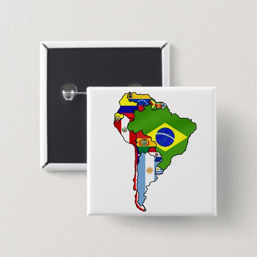 南アメリカの地図の南アフリカの旗 缶バッジ (正面&裏面)