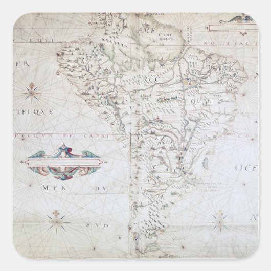 南アメリカの地図 スクエアシール (正面)