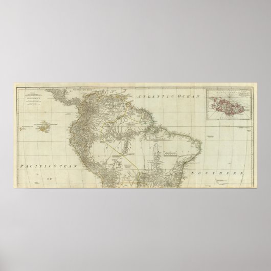 南アメリカの地図、北 ポスター (正面)