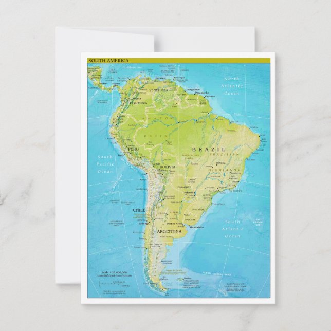 南アメリカの地政学的な地域地図 (正面)