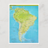 南アメリカの地政学的な地域地図 ポストカード (正面)