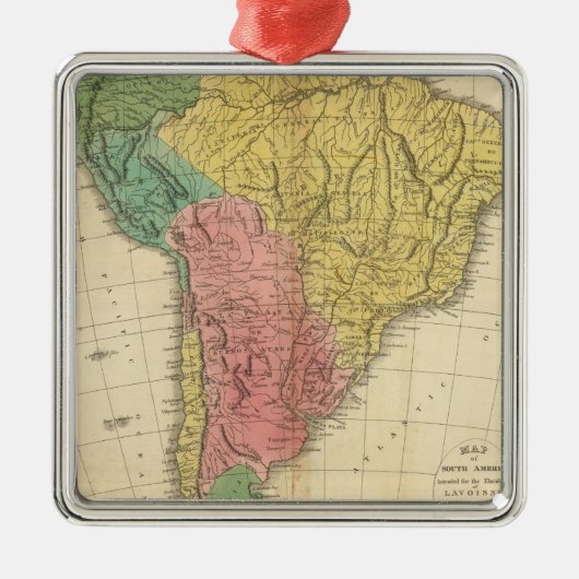 南アメリカの歴史の地図 メタルオーナメント (正面)