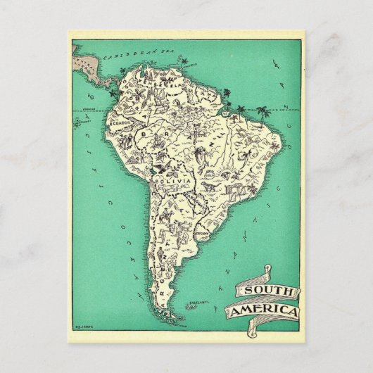 南アメリカ地図ポストカード ポストカード (正面)