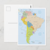 南アメリカ大陸の詳細地図 ポストカード (正面/裏面)