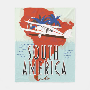 南アメリカ航空旅行ポスター フリースブランケット