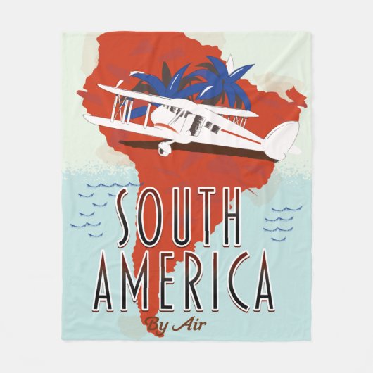 南アメリカ航空旅行ポスター フリースブランケット (正面)
