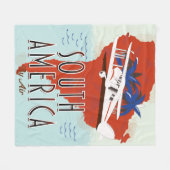 南アメリカ航空旅行ポスター フリースブランケット (正面(横))