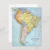 南アメリカ: 地図、c1890 ポストカード (正面/裏面)