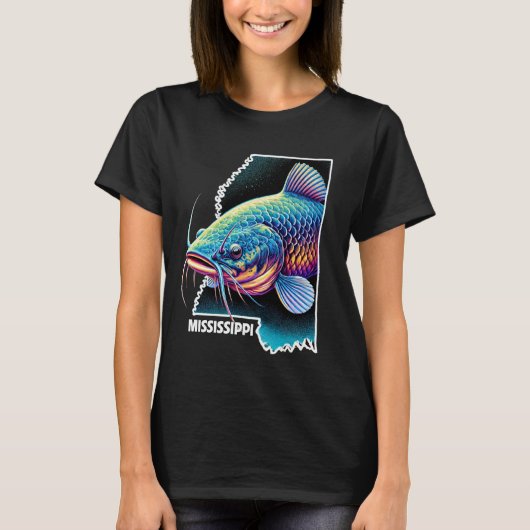 南アングラーのミシシッピのナマズ Tシャツ (正面)