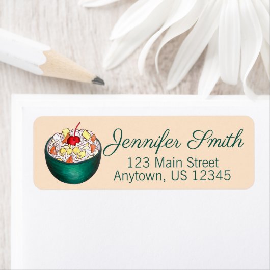 南アンブロシアココナッツマーシュマロのフルーツサラダ ラベル (インサイチュ)