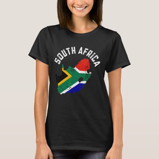 南ア動揺してフリカ国旗の地図メンズウォム Tシャツ (正面)