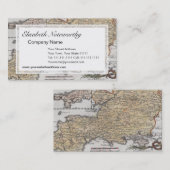 南イギリス、デボン、コーンウォールの旧式な地図 名刺 (正面/裏面)