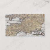 南イギリス、デボン、コーンウォールの旧式な地図 名刺 (裏面)