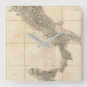 南イタリアおよび隣接した海岸の地図 スクエア壁時計 (正面)