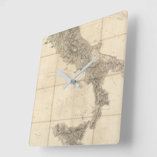 南イタリアおよび隣接した海岸の地図 スクエア壁時計 (傾斜)