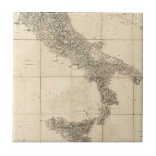 南イタリアおよび隣接した海岸の地図 タイル (正面)