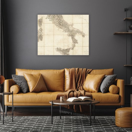 南イタリアと隣接海岸の地図 キャンバスプリント