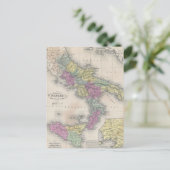 南イタリアのヴィンテージマップ（1853） ポストカード (スタンド正面)