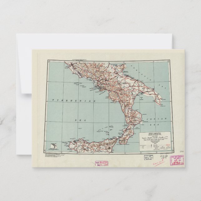 南イタリア第二次世界大戦の戦略地図（1943年） (正面)