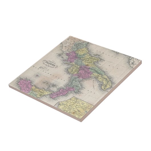 南イタリア(1853年)のヴィンテージの地図 タイル (側面)