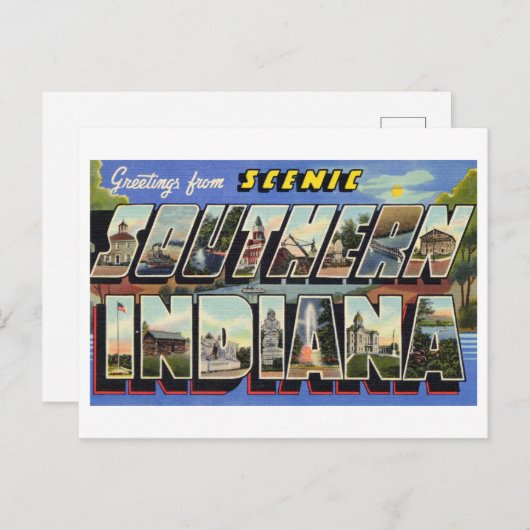 南インディアナからのヴィンテージの挨拶 ポストカード (正面/裏面)