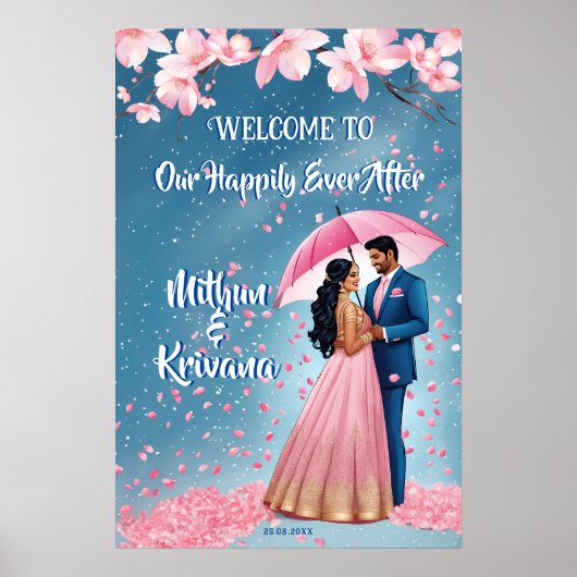 南インディアンウェディングレセプションウェルカムサイン ポスター (正面)