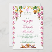 南インディアン結婚のロータスランプのテンプレート 招待状 (正面)