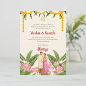 南インドの結婚式のカード デジタルタミル結婚式 招待状 (スタンド正面)