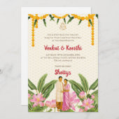 南インドの結婚式のカード デジタルタミル結婚式 招待状 (正面/裏面)