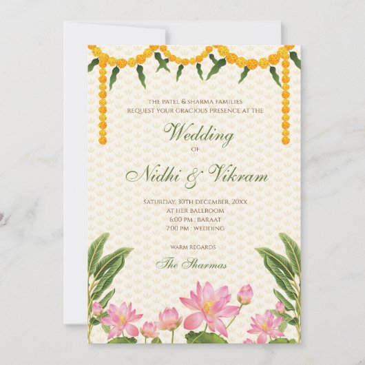 南インドの結婚式の招待状 & インドの結婚式の招待状 招待状 (正面)