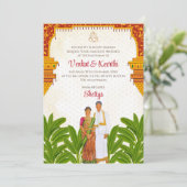 南インドの結婚式招待状 タミル語の結婚式カード 招待状 (スタンド正面)