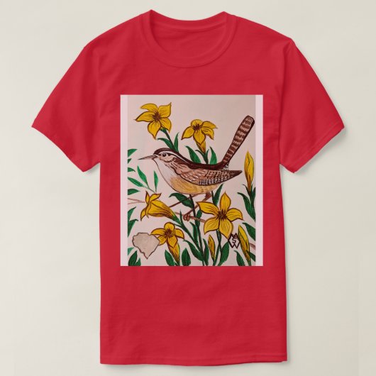南オリーナ州の鳥と花オリーナwren a tシャツ (デザイン正面)