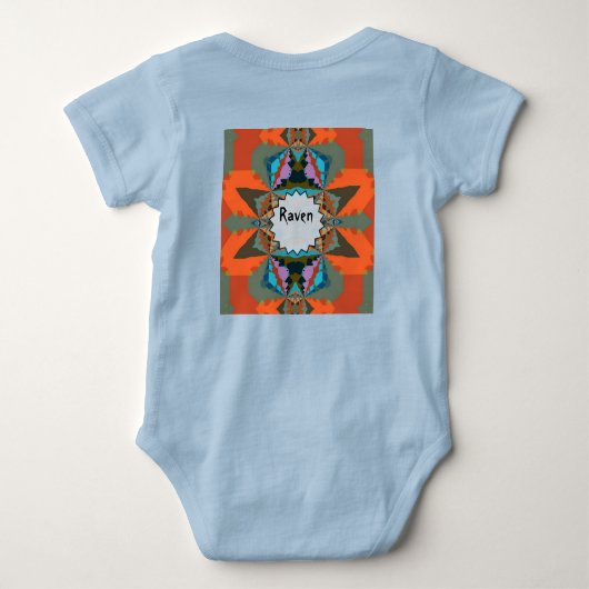 南カラフル西部の幾何学模様 ベビーボディスーツ (裏面)