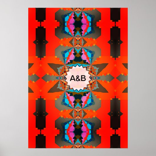 南カラフル西部の幾何学模様 ポスター (正面)