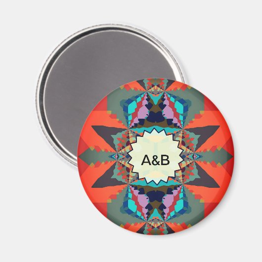 南カラフル西部の幾何学模様 マグネット (正面/裏面)